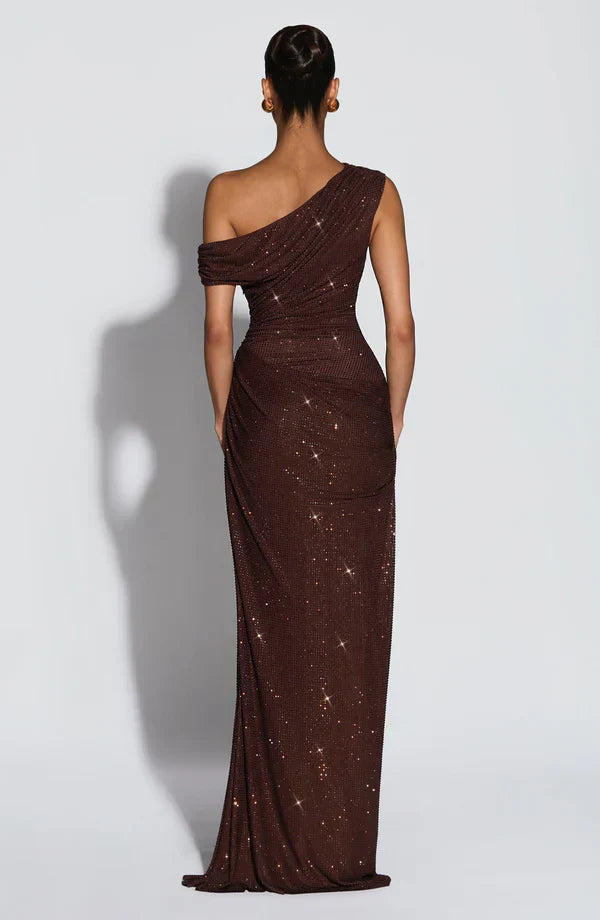 Satin V-Neck Cocktail Maxi Dress for Women - Summer Evening