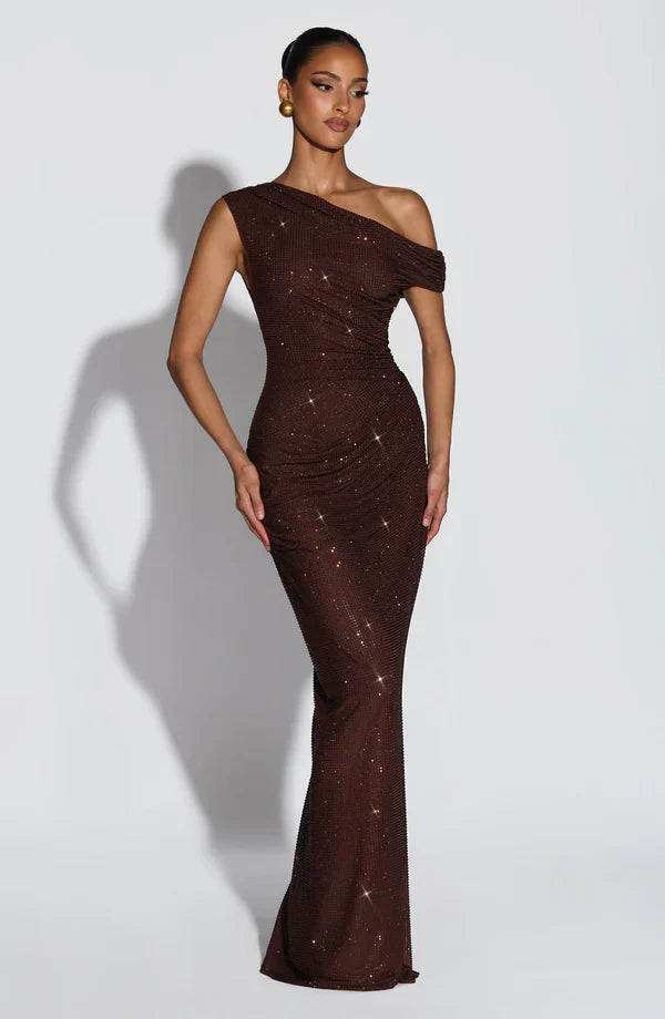 Satin V-Neck Cocktail Maxi Dress for Women - Summer Evening