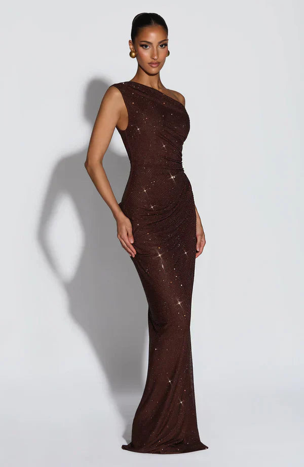 Satin V-Neck Cocktail Maxi Dress for Women - Summer Evening