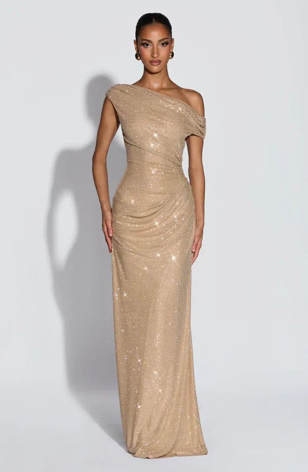 Satin V-Neck Cocktail Maxi Dress for Women - Summer Evening