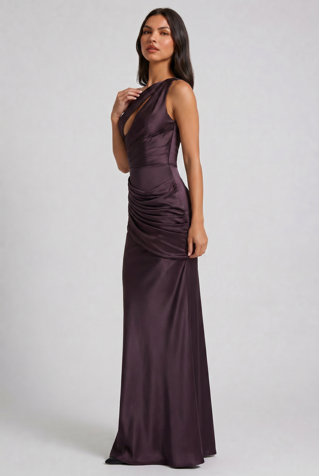 Satin V-Neck Evening Party Maxi Dress for Women - Summer