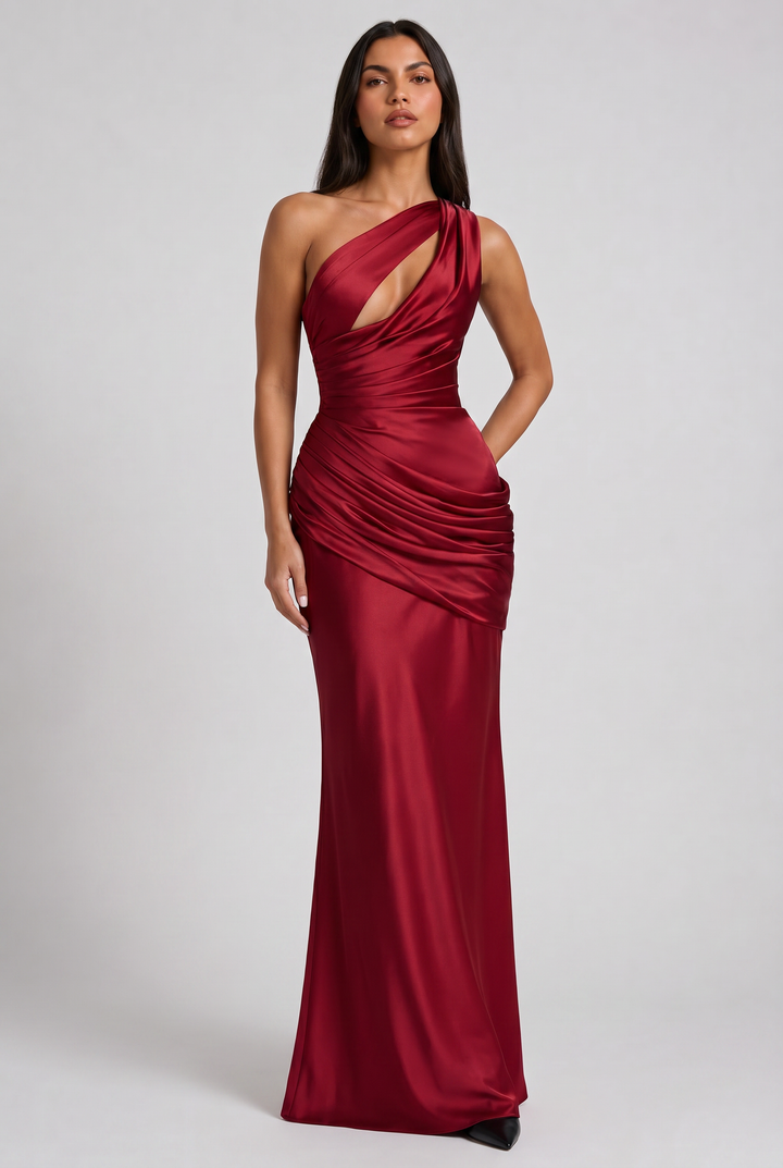 Satin V-Neck Evening Party Maxi Dress for Women - Summer