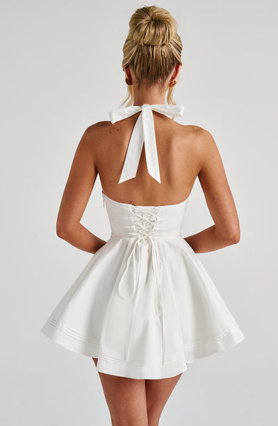 Summer Gingham Plunge Halter Mini Dress for Women
