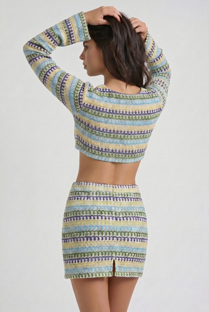 Two Piece Co-ord Crop Top and Skirt Set for Women Summer