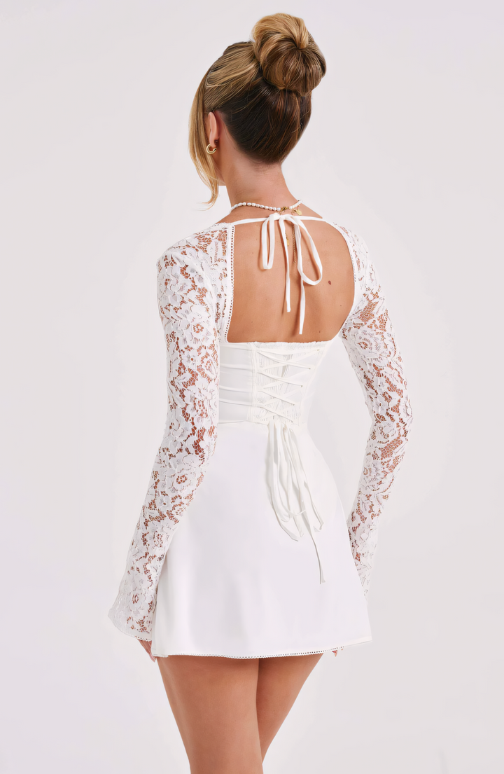 Wedding Guest Lace Long Sleeve Mini Dress for Women
