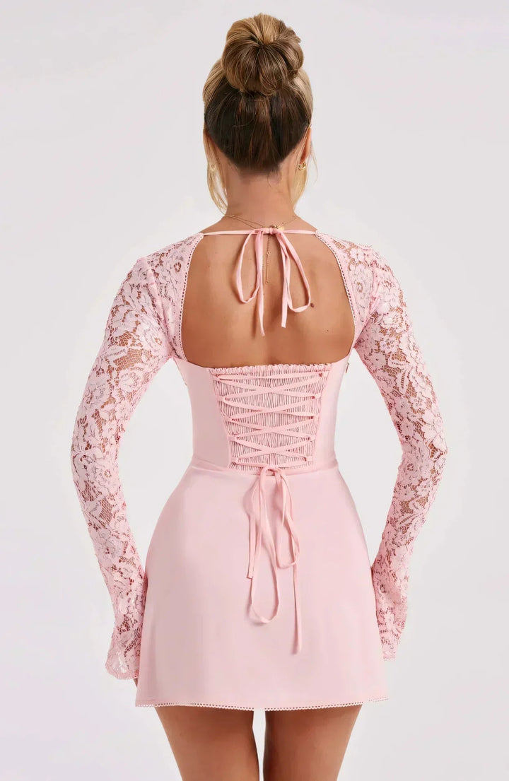 Wedding Guest Lace Long Sleeve Mini Dress for Women