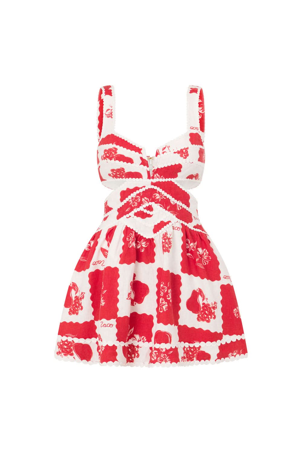 Wedding Guest Red Floral Cut Out Mini Dress for Women