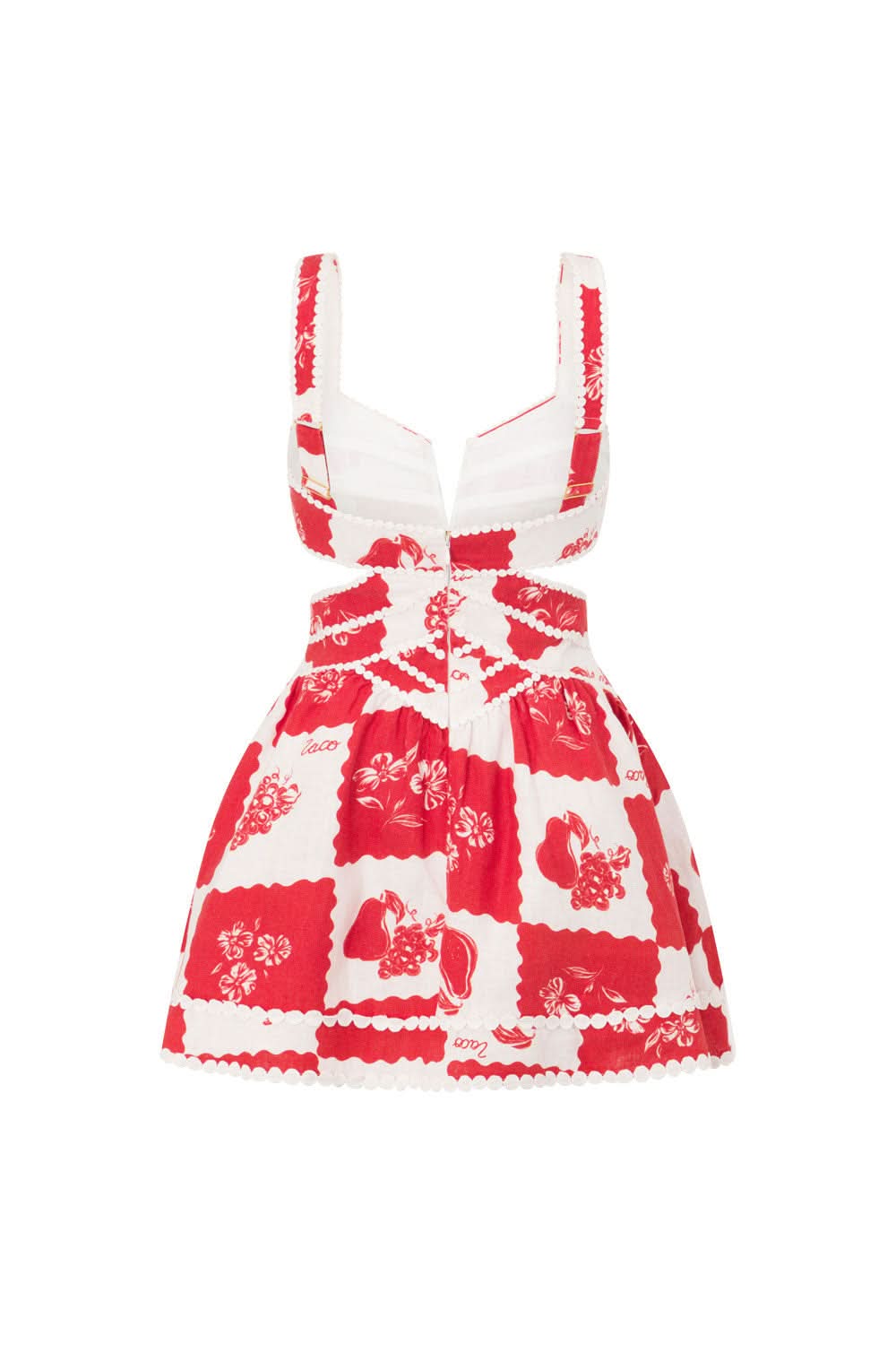 Wedding Guest Red Floral Cut Out Mini Dress for Women