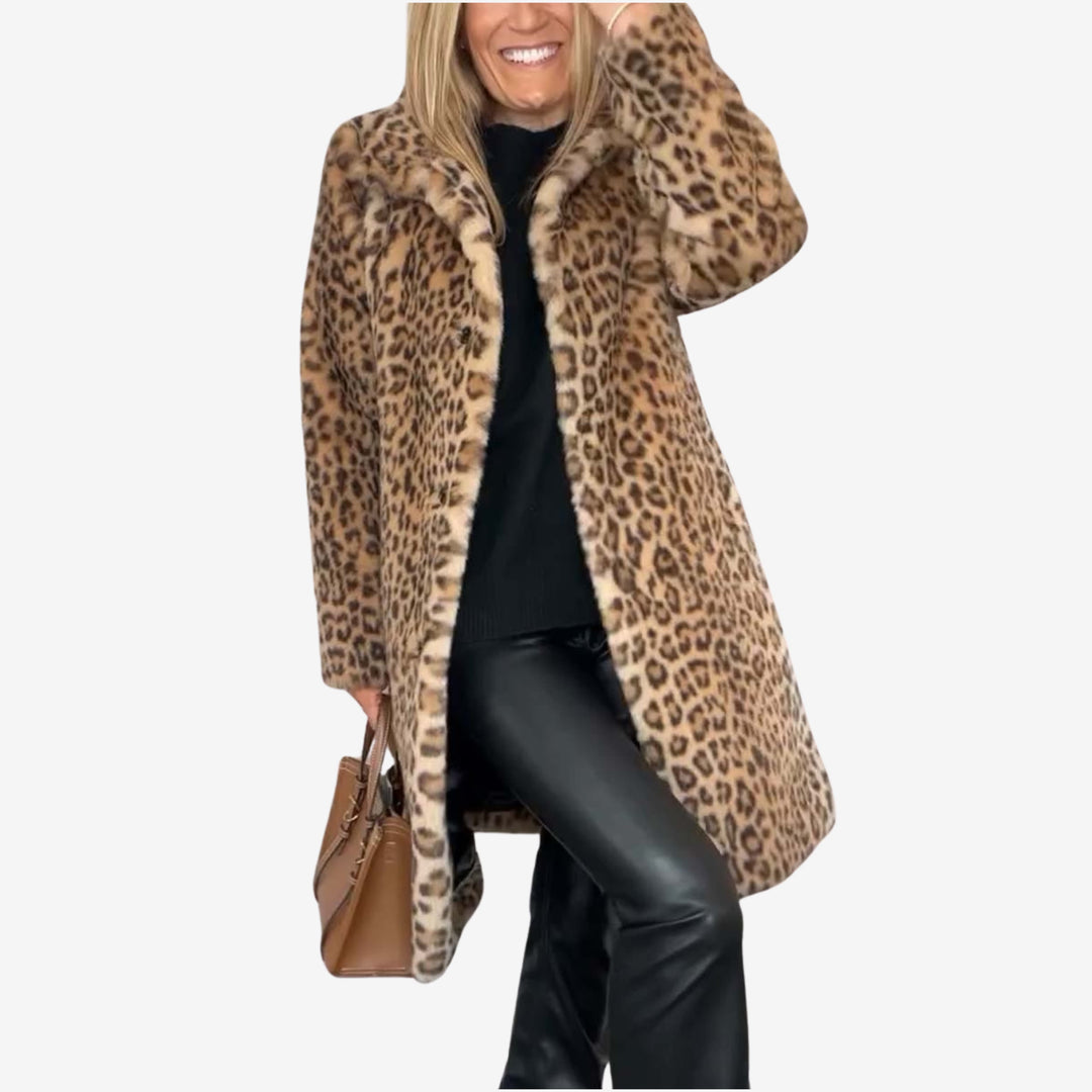 Women's Animal Leopard Print Long Winter Coat