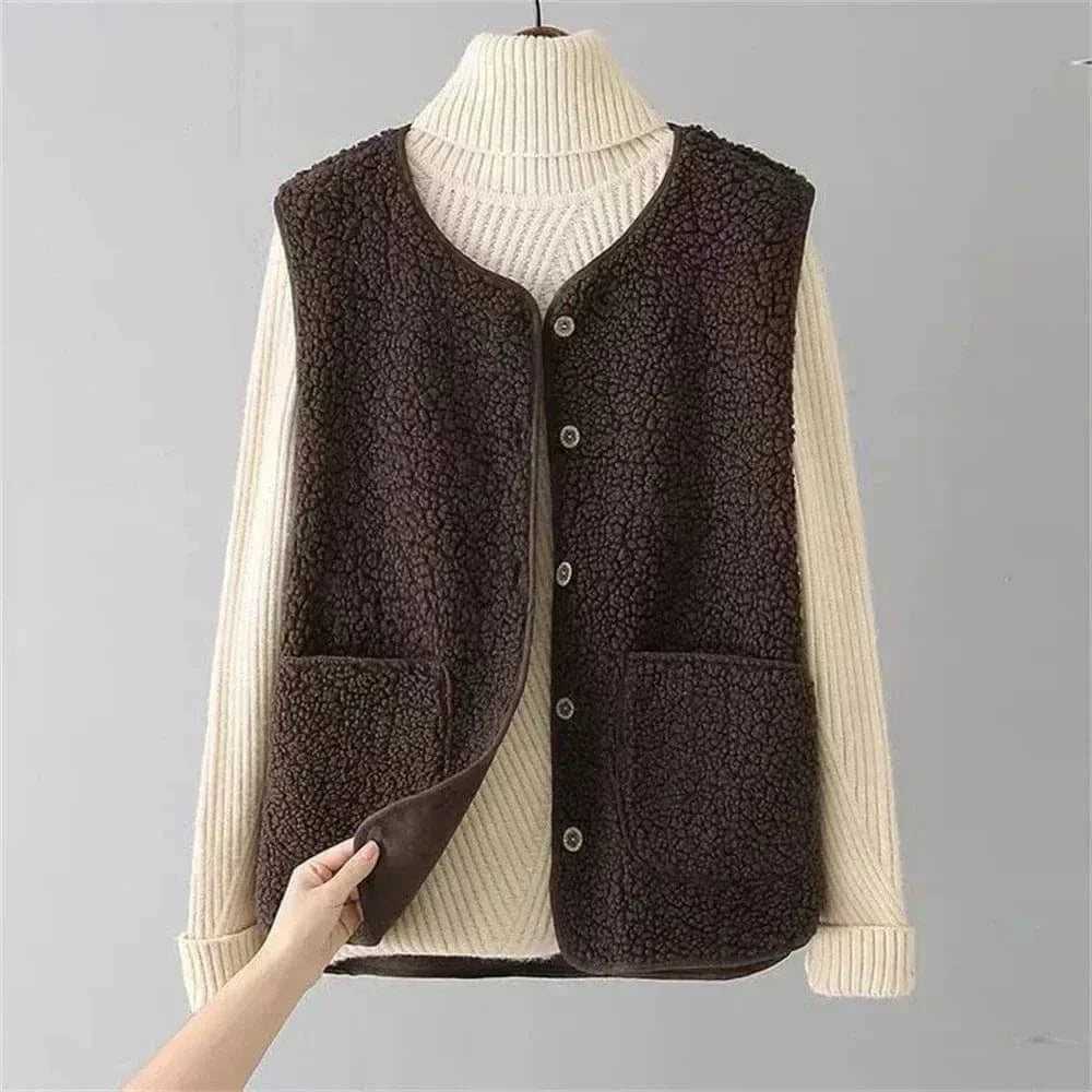 Women's Button Front Sleeveless Layering Sweater Vest