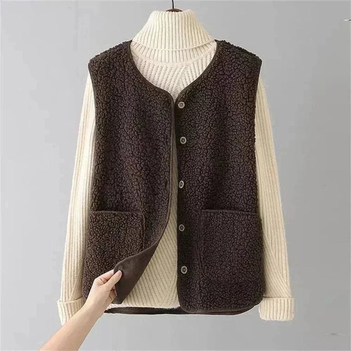 Women's Button Front Sleeveless Layering Sweater Vest