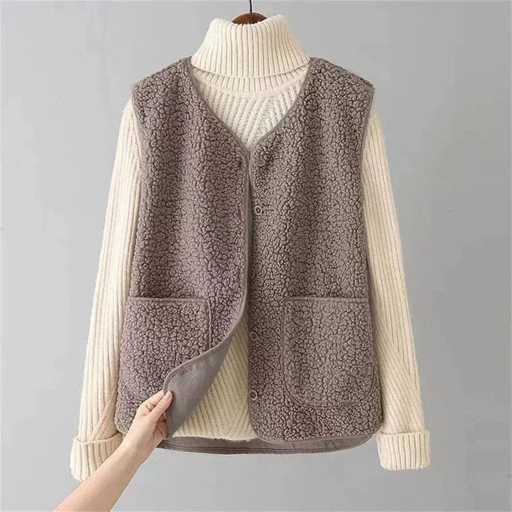 Women's Button Front Sleeveless Layering Sweater Vest
