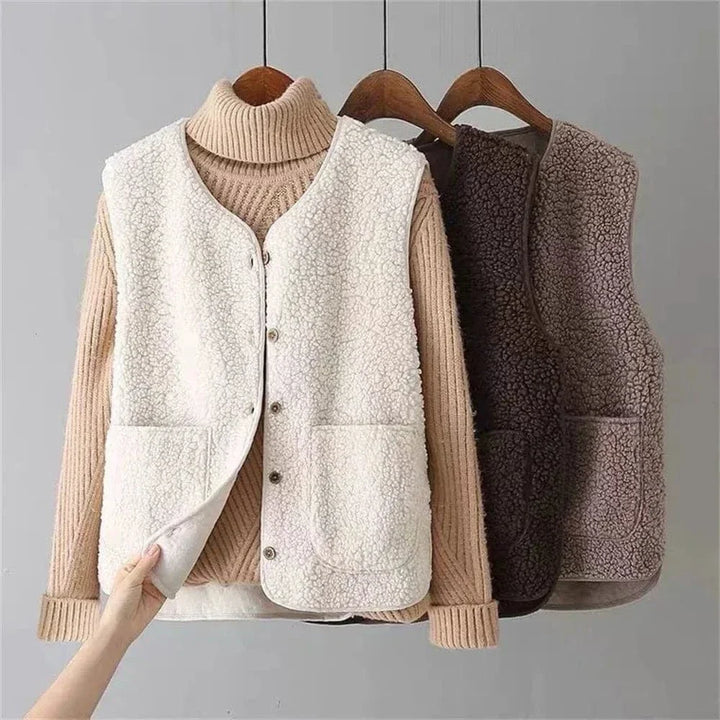 Women's Button Front Sleeveless Layering Sweater Vest