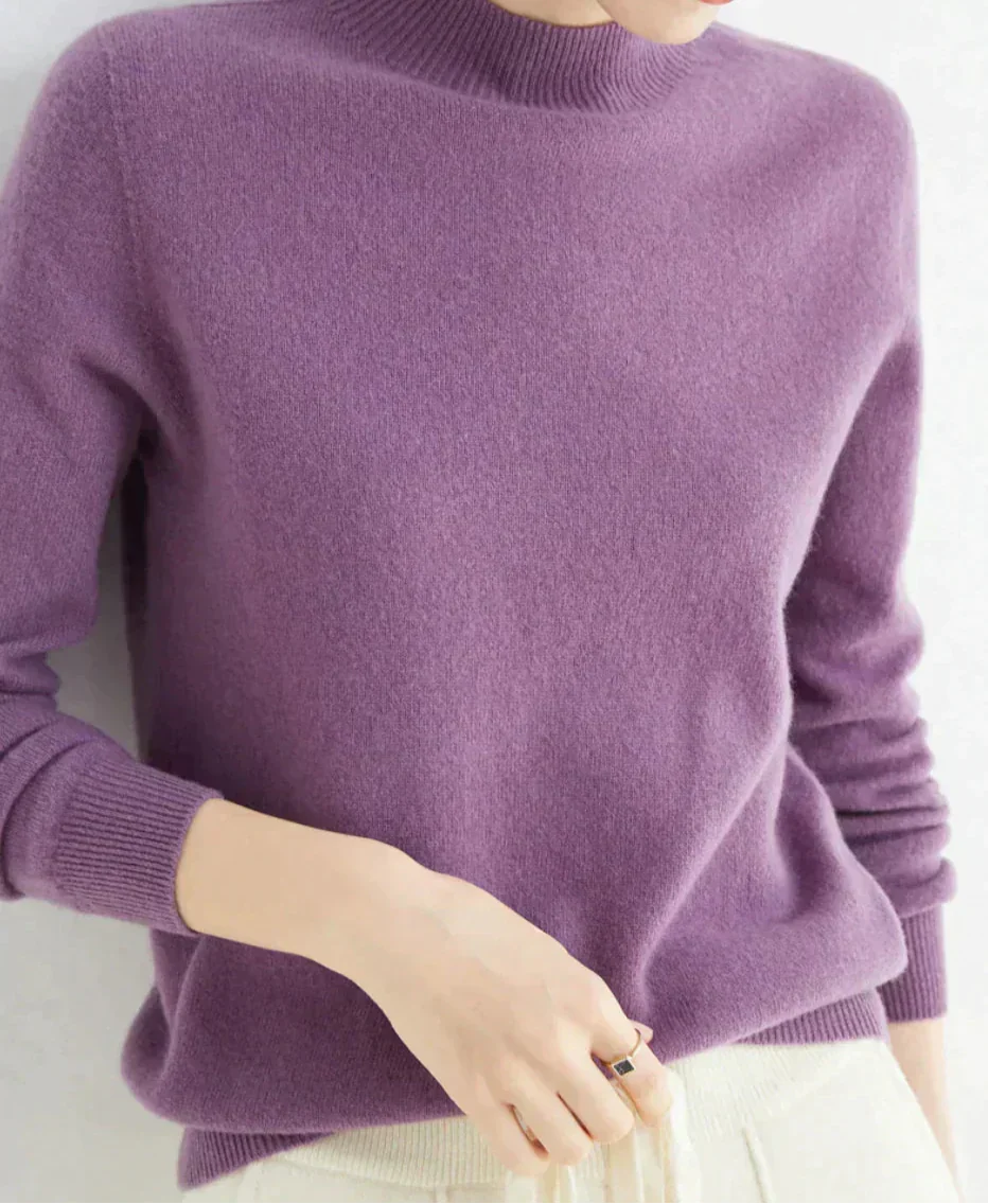 Women's Cashmere Blend Classic Fit Knit Pullover Sweater