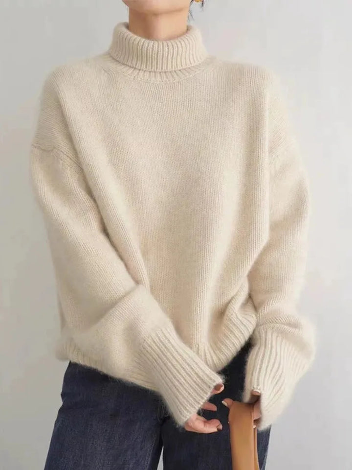 Women's Cashmere Blend Turtleneck High Neck Knit Sweater