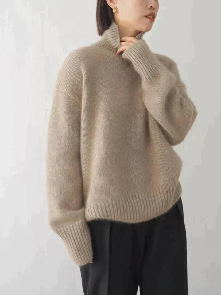 Women's Cashmere Blend Turtleneck High Neck Knit Sweater