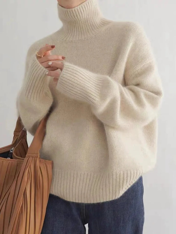 Women's Cashmere Blend Turtleneck High Neck Knit Sweater