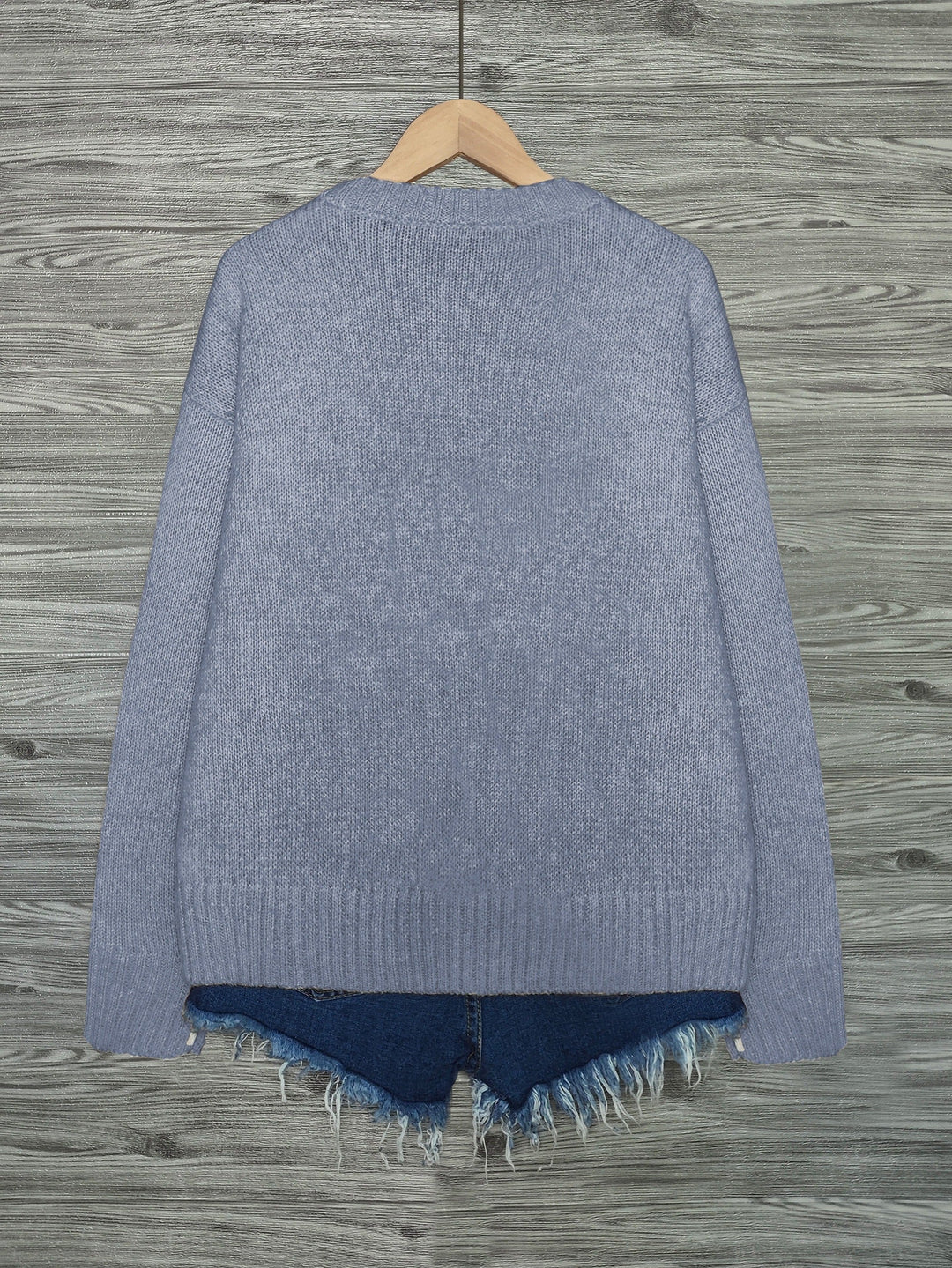 Women's Cat Print Crewneck Oversized Knit Sweater