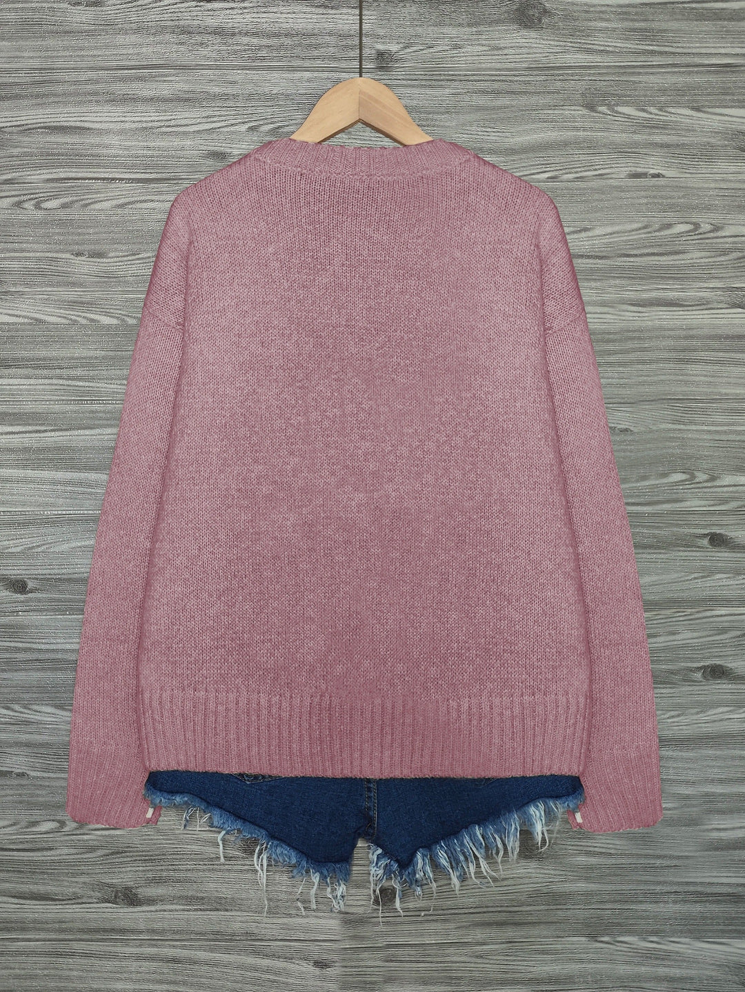 Women's Cat Print Crewneck Oversized Knit Sweater