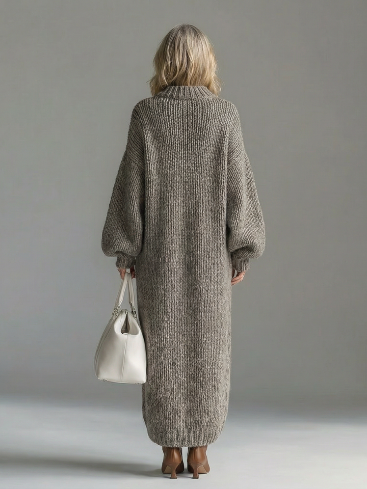 Women's Chunky Knit Balloon Sleeve Oversized Maxi Sweater Dress