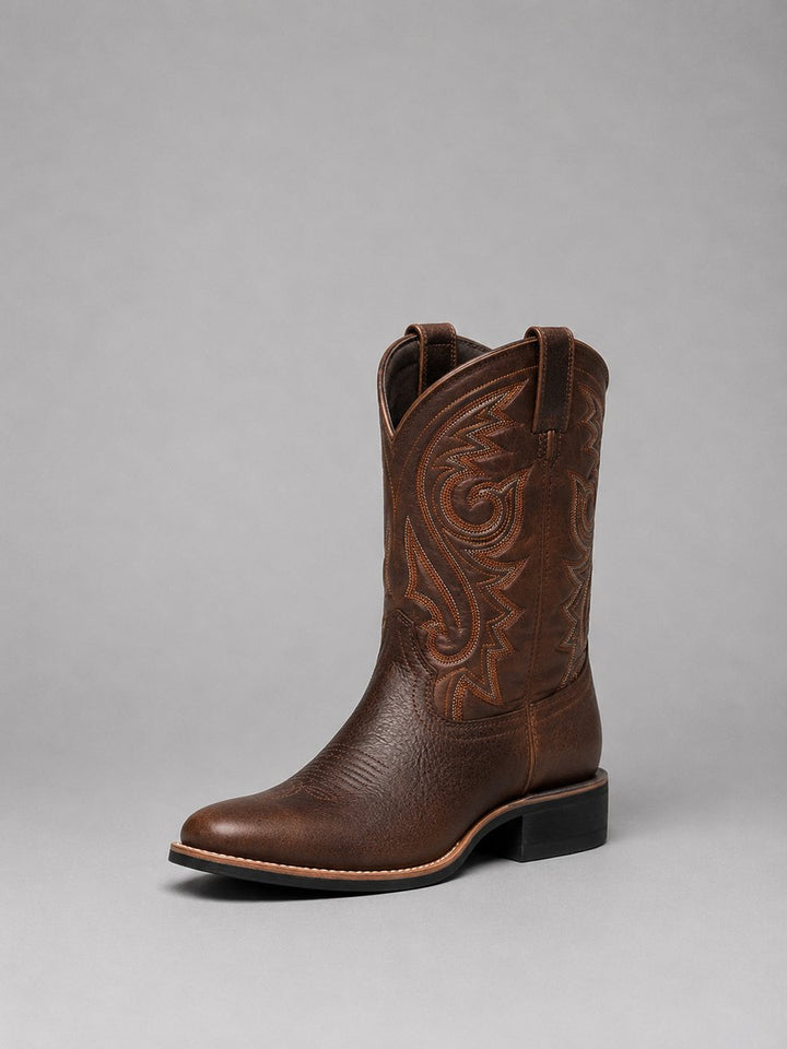 Women's Embroidered Brown Leather Western Cowboy Boots