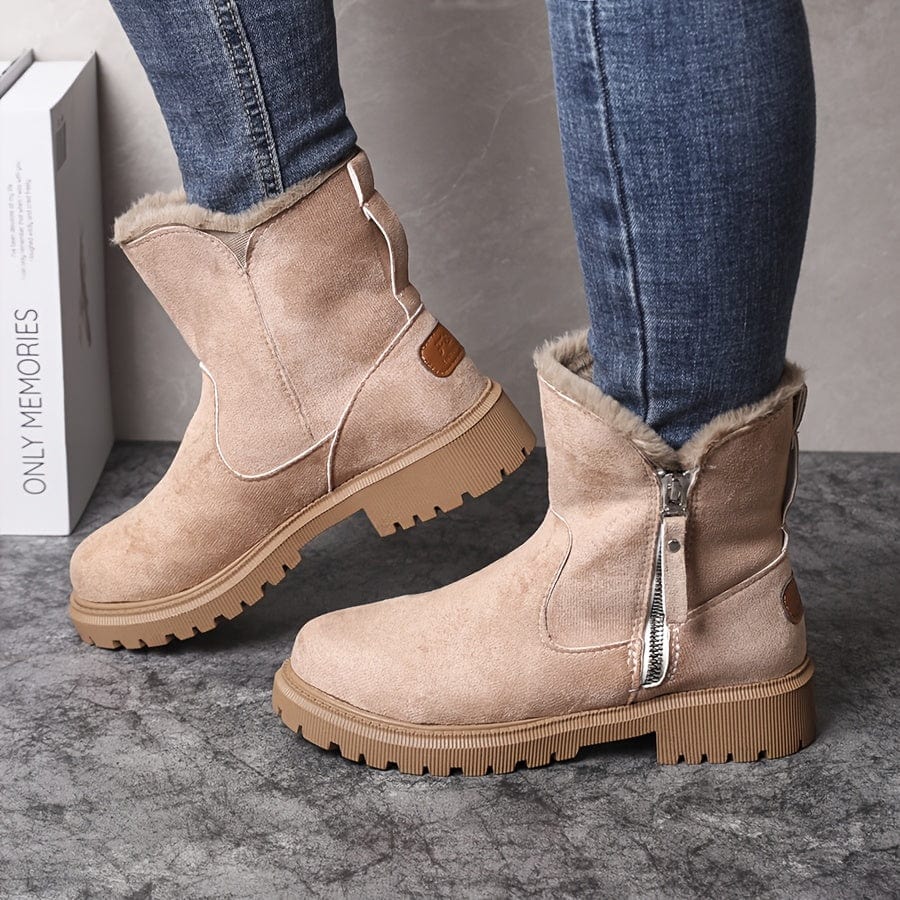 Women's Faux Fur Lined Side Zip Winter Ankle Boots