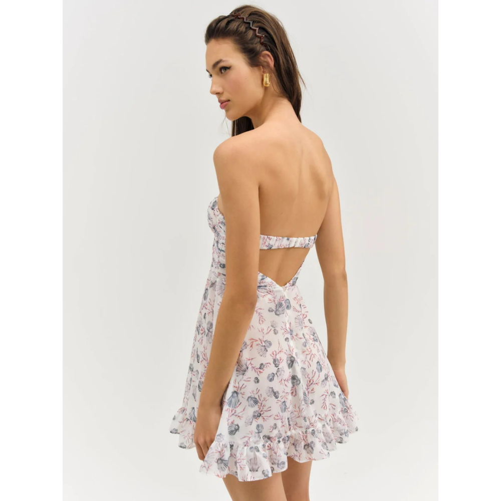 Women's Floral Strapless Mini Dress, Wedding Guest Summer