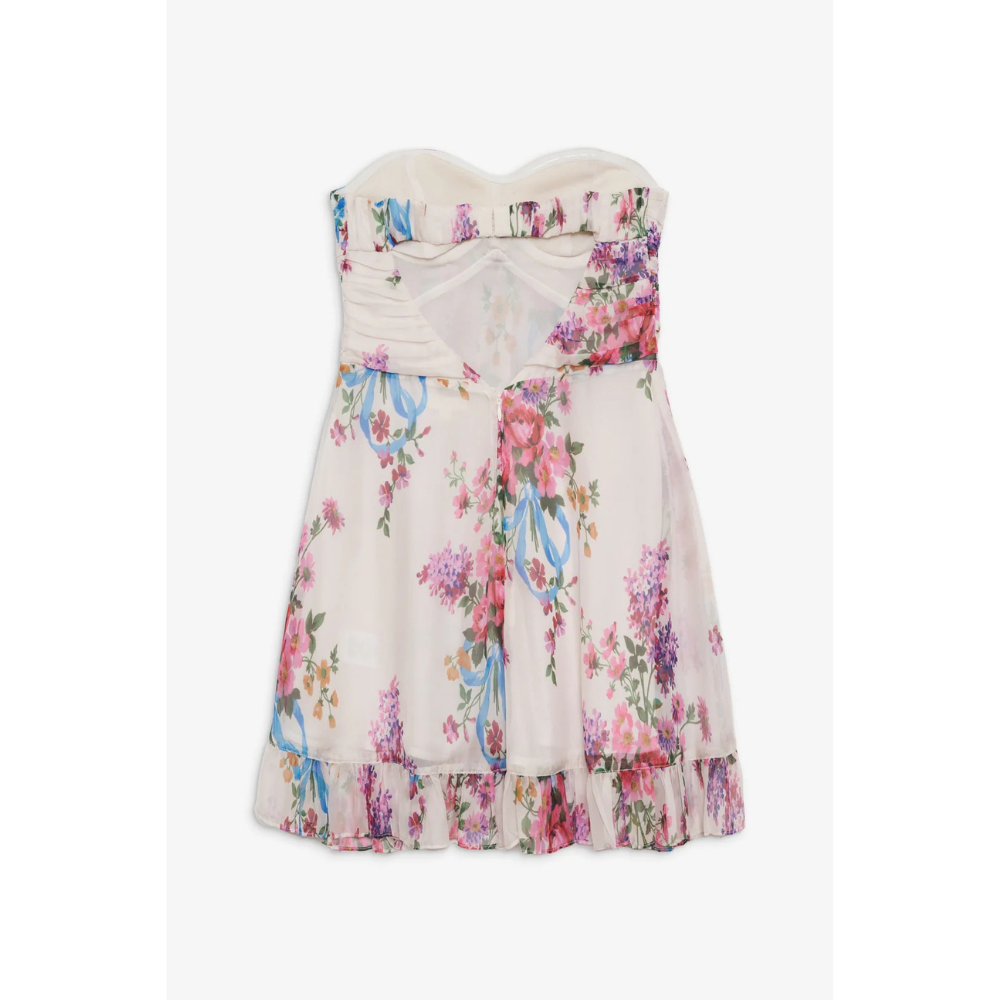 Women's Floral Strapless Mini Dress, Wedding Guest Summer