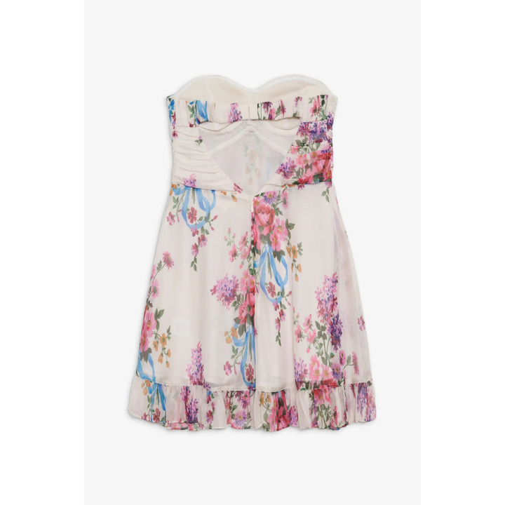 Women's Floral Strapless Mini Dress, Wedding Guest Summer