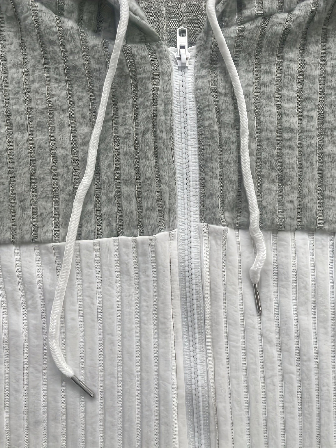 Women's Full Zip Hooded Textured Drawstring Jacket