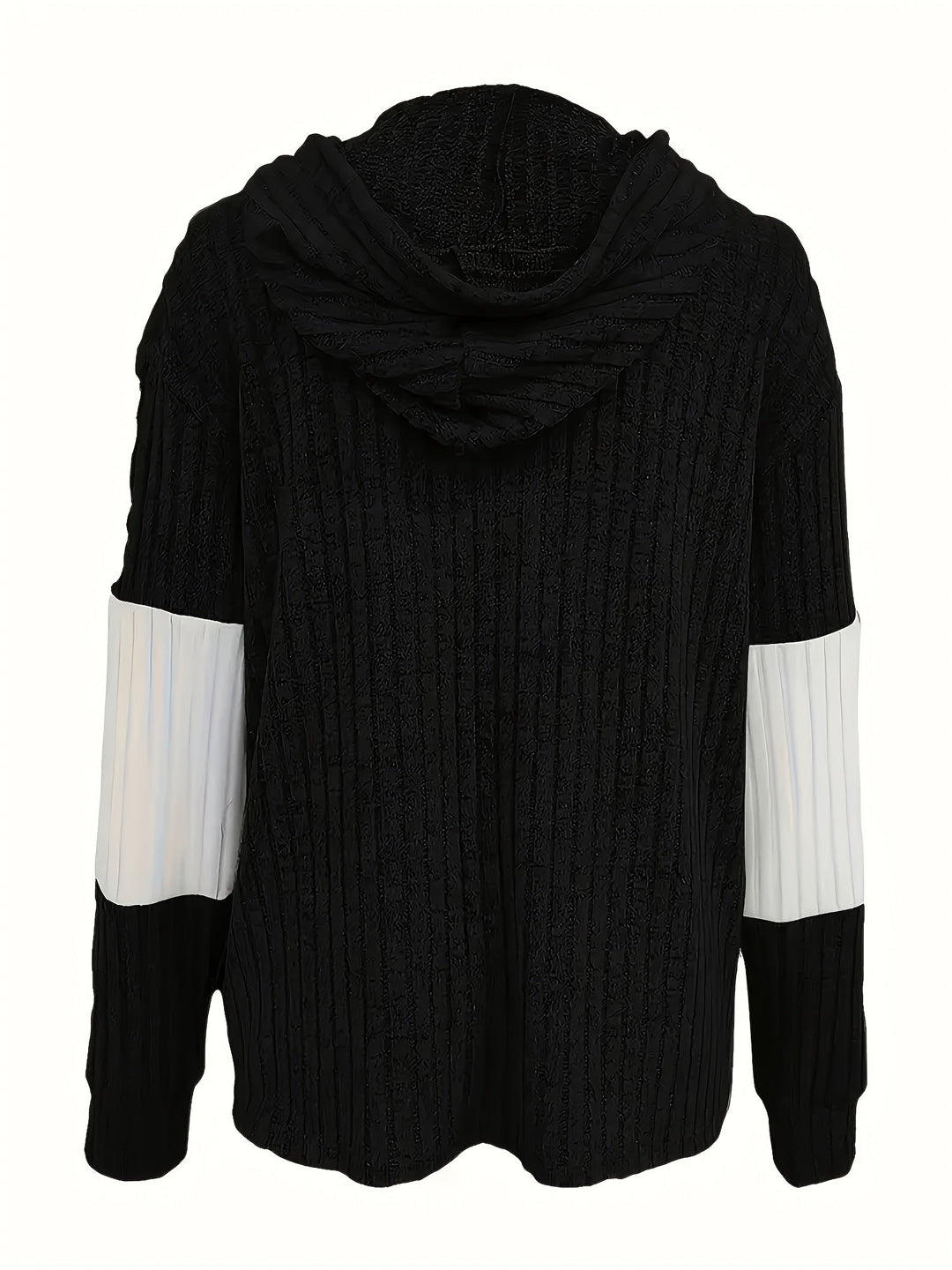 Women's Full Zip Hooded Textured Drawstring Jacket