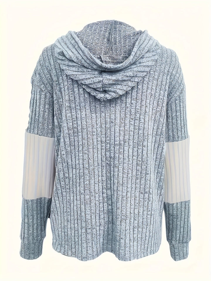 Women's Full Zip Hooded Textured Drawstring Jacket