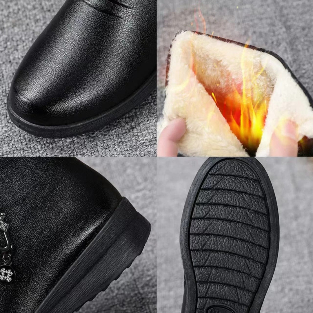 Women's Fur Lined Side Zip Flat Winter Ankle Boots