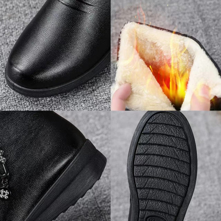 Women's Fur Lined Side Zip Flat Winter Ankle Boots