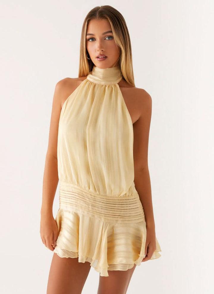Women's Halter Ruched Bodycon Mini Dress, Summer Going Out