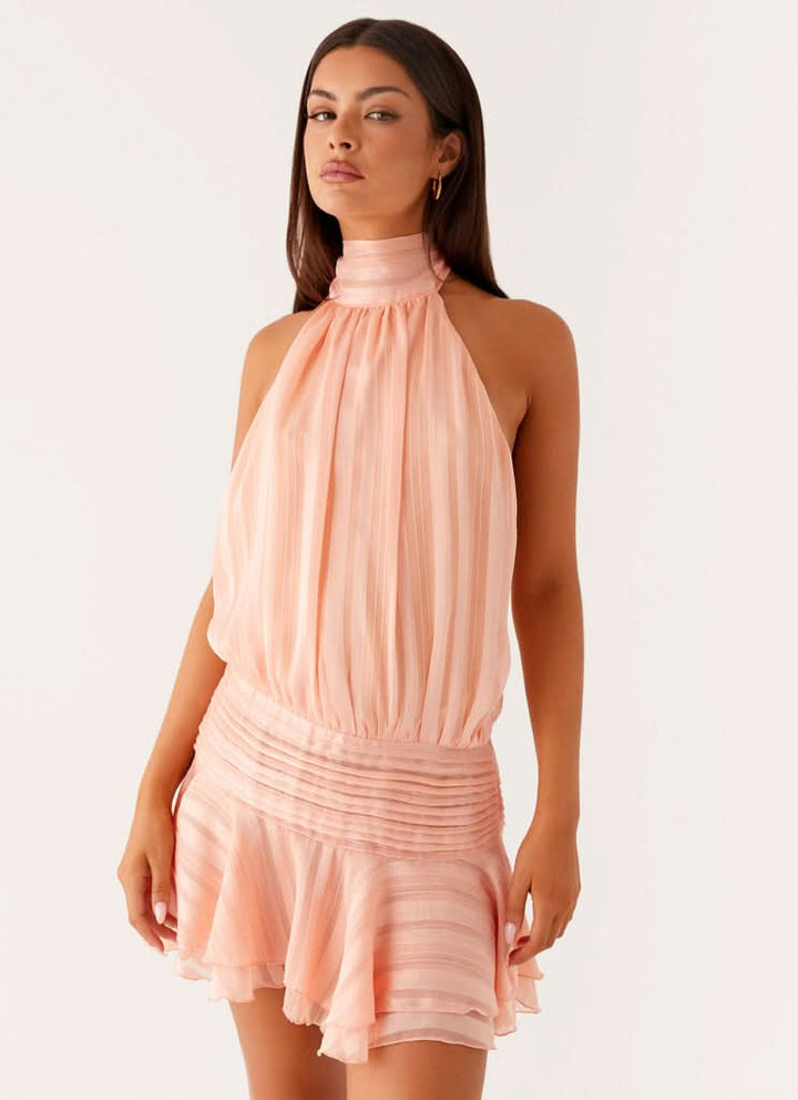 Women's Halter Ruched Bodycon Mini Dress, Summer Going Out