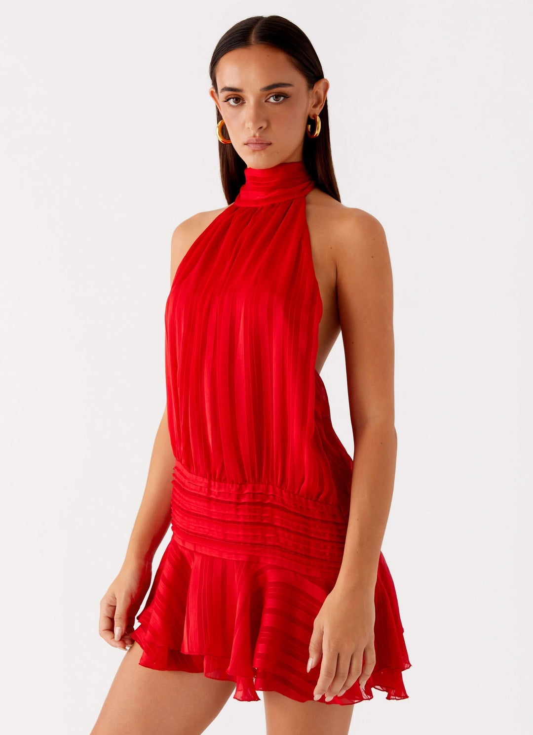 Women's Halter Ruched Bodycon Mini Dress, Summer Going Out