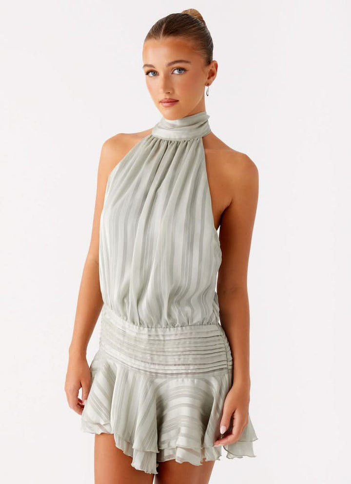 Women's Halter Ruched Bodycon Mini Dress, Summer Going Out