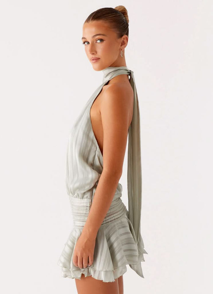 Women's Halter Ruched Bodycon Mini Dress, Summer Going Out