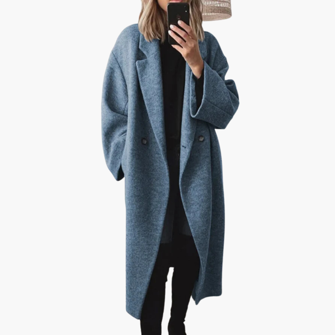 Women's Long Warm Collared Wool Blend Winter Coat