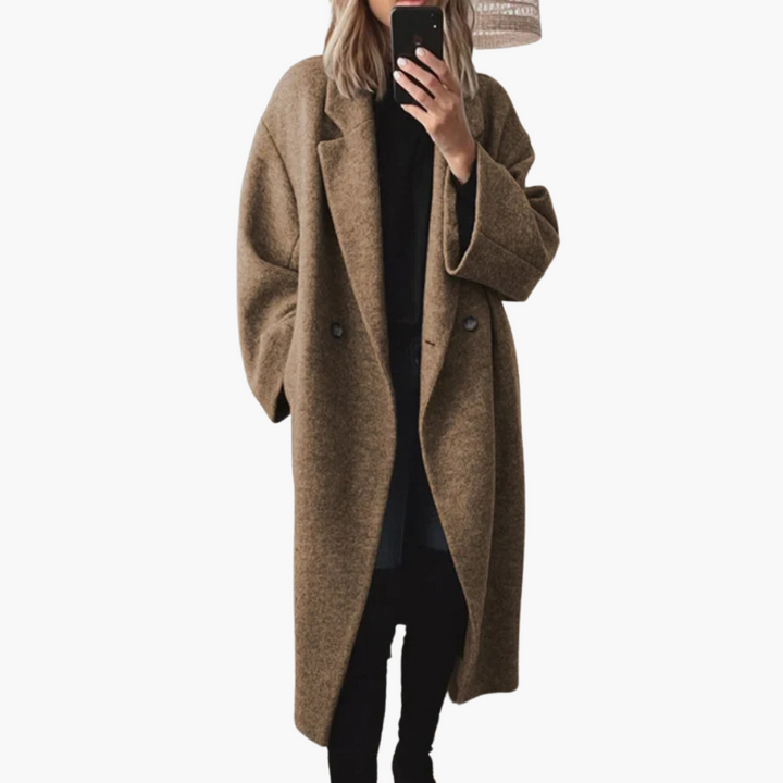 Women's Long Warm Collared Wool Blend Winter Coat