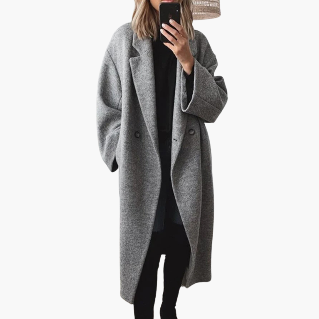 Women's Long Warm Collared Wool Blend Winter Coat