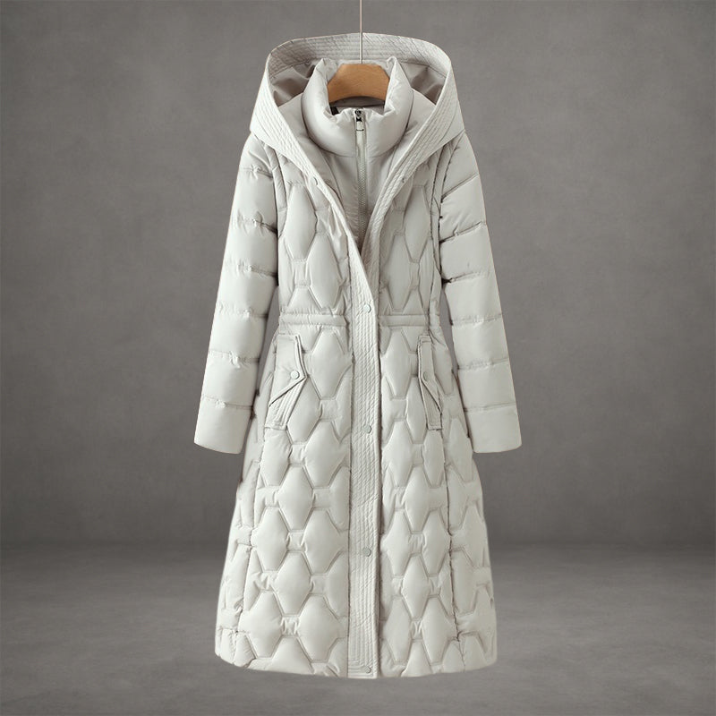 Women's Longline Hooded Insulated Quilted Down Coat