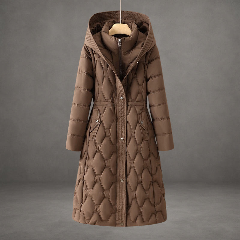 Women's Longline Hooded Insulated Quilted Down Coat