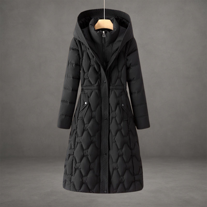 Women's Longline Hooded Insulated Quilted Down Coat
