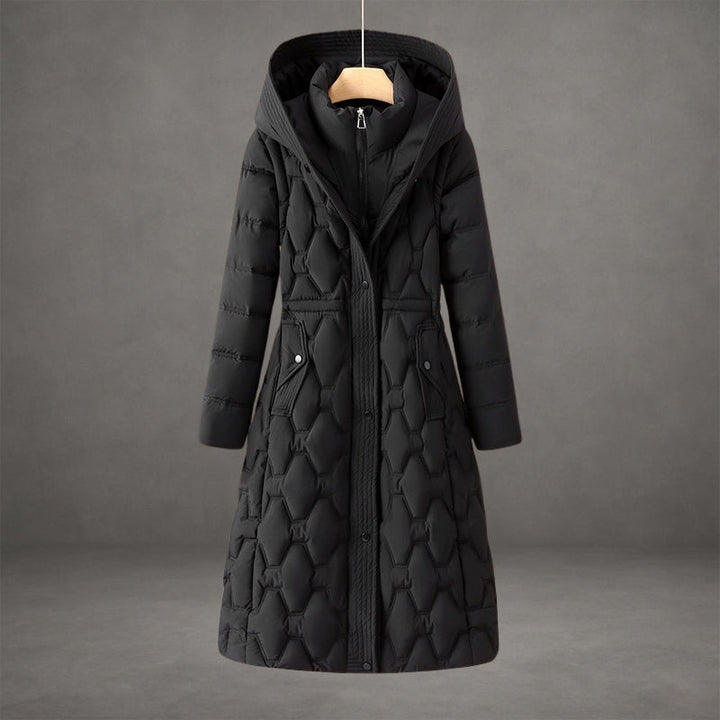 Women's Longline Hooded Insulated Quilted Down Coat