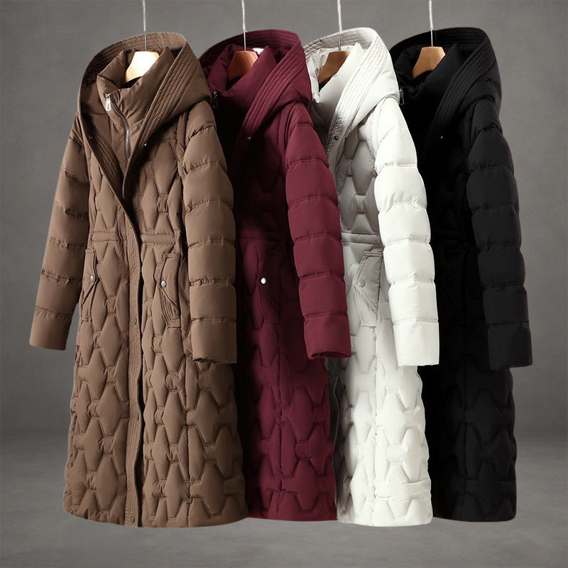 Women's Longline Hooded Insulated Quilted Down Coat
