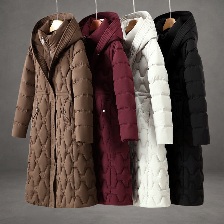 Women's Longline Hooded Insulated Quilted Down Coat