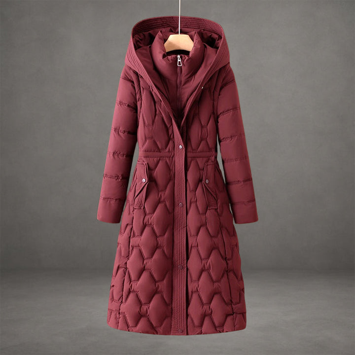 Women's Longline Hooded Insulated Quilted Down Coat
