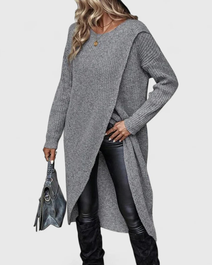 Women's Oversized Asymmetric Wrap Hem Knit Sweater Dress
